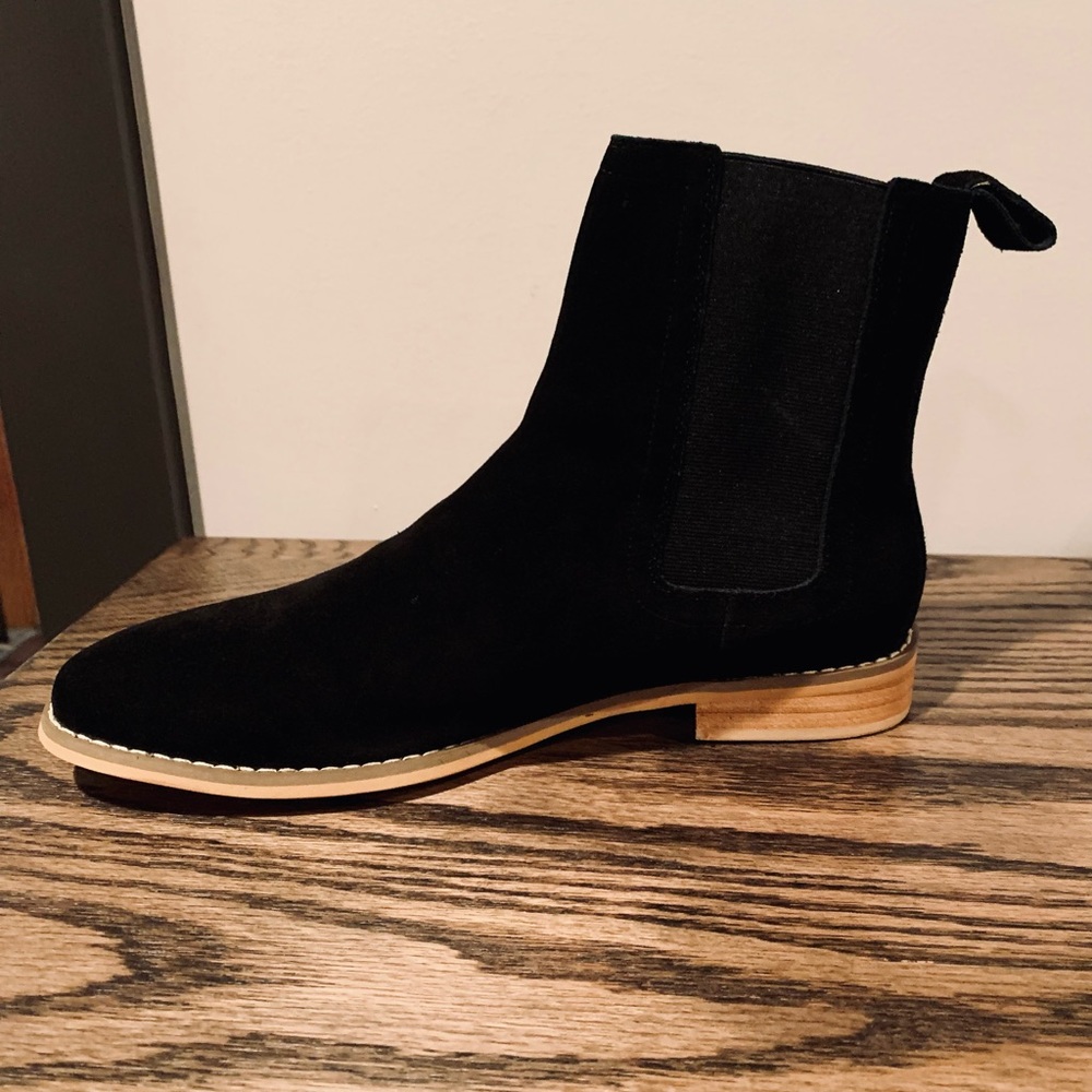 BRAND NEW Mens Black Suede Leather Dress Casual Ankle Chelsea Boots